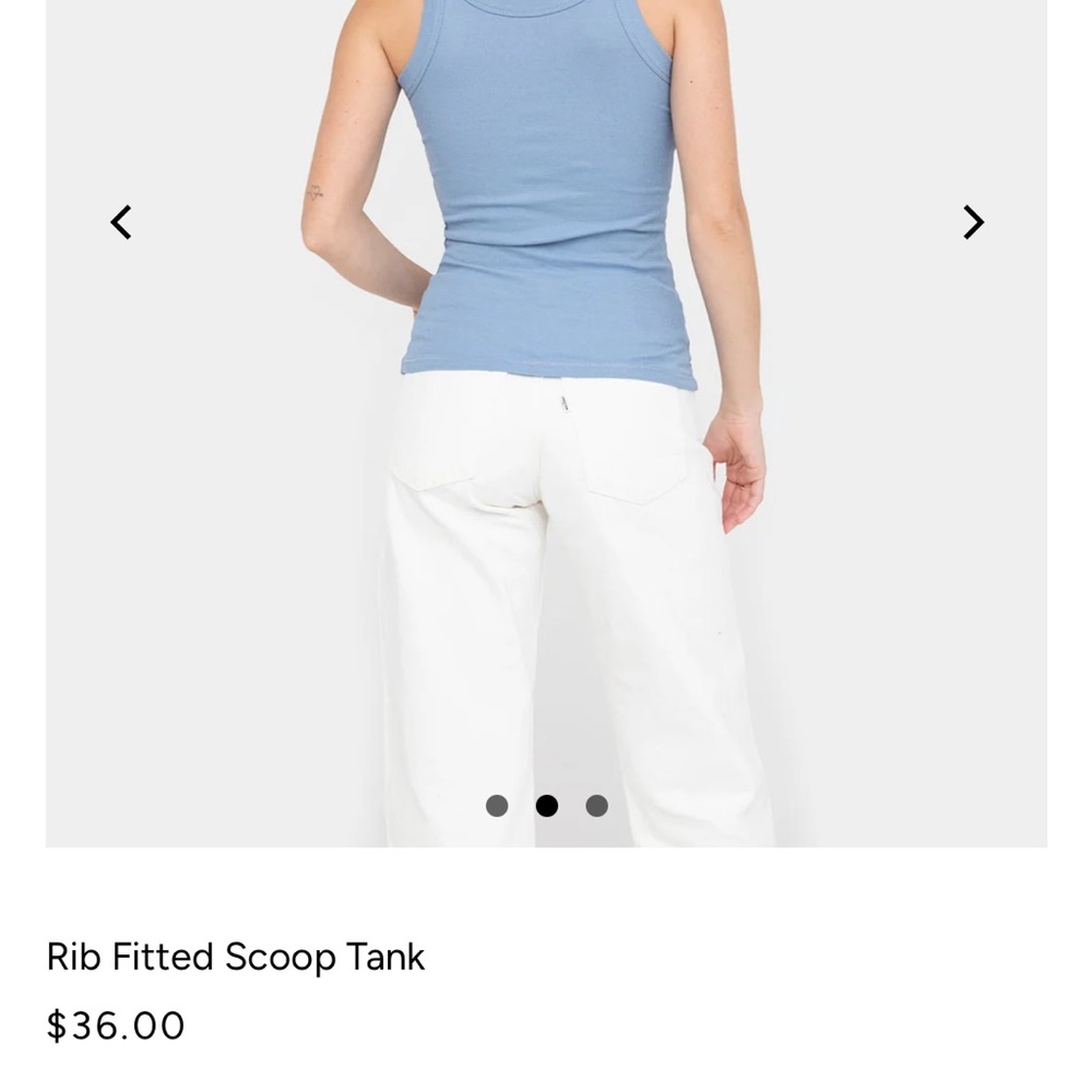 NWT Easy Standard Rib Fitted Scoop Tank in Faded Denim size Medium - Picture 2 of 4